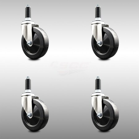 Service Caster 5 Inch 316SS Hard Rubber Wheel Swivel 1 Inch Expanding Stem Caster Set SCC SCC-SS316EX20S514-HRS-1-4